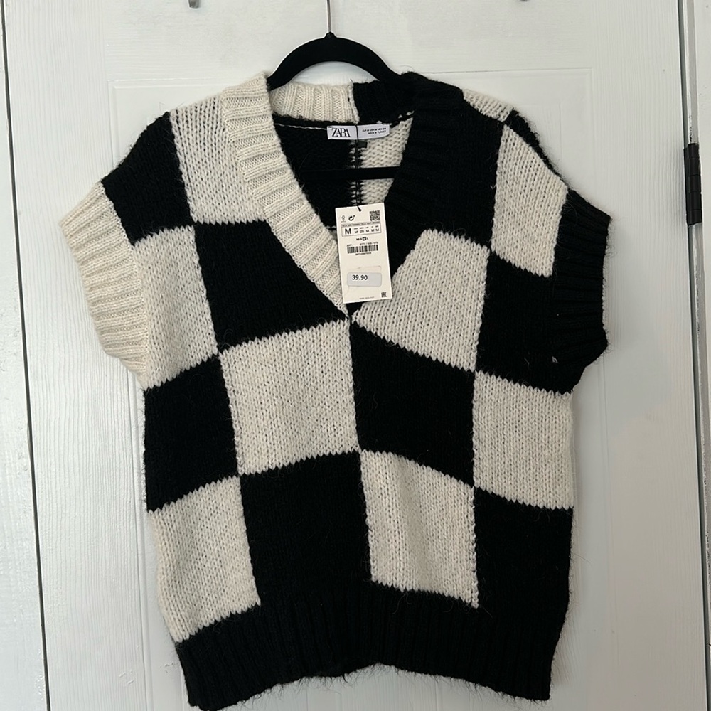Zara Checkered Sweater Vest